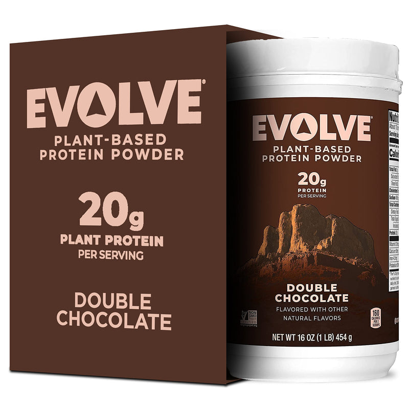 Evolve Plant Based Protein Powder, Double Chocolate, 20g Vegan Protein, Dairy Free, No Artificial Flavors, Non-GMO, 3g Fiber, 1 Pound (Packaging May Vary) 1 Pound (Pack of 1) - NewNest Australia