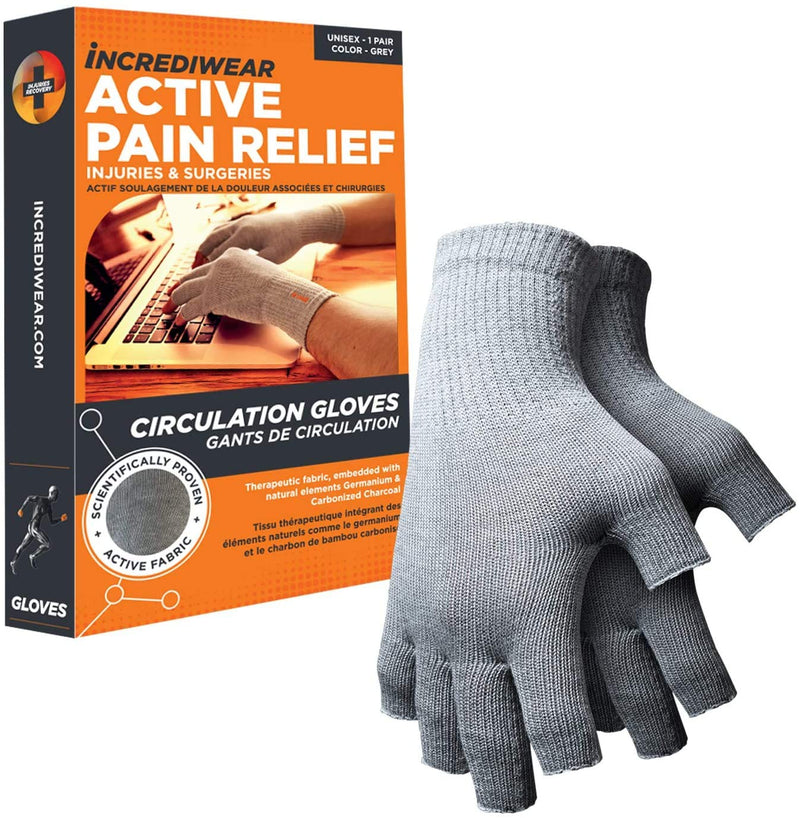 Incrediwear Fingerless Circulation Gloves Arthritis Gloves, Grey Small (1 Pair) - NewNest Australia