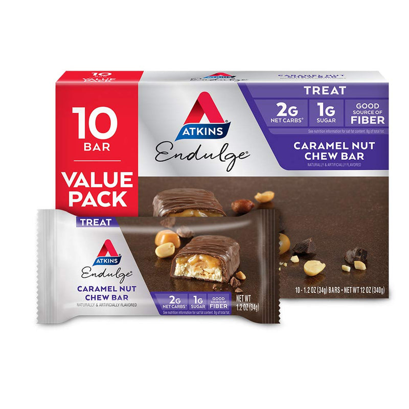 Atkins Endulge Treat, Caramel Nut Chew Bar, Keto Friendly, 10 Count (Value Pack) 10 Count (Pack of 1) - NewNest Australia