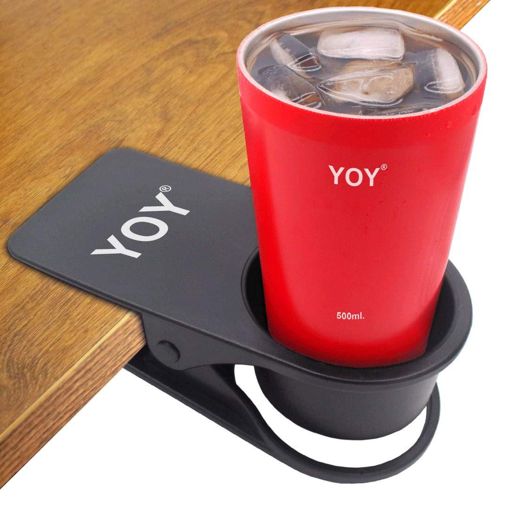 YOY Drinking Home Office Table Desk Side Huge Clip Water Drink Beverage Soda Coffee Mug Holder Cup Saucer Design, Black 1 - NewNest Australia