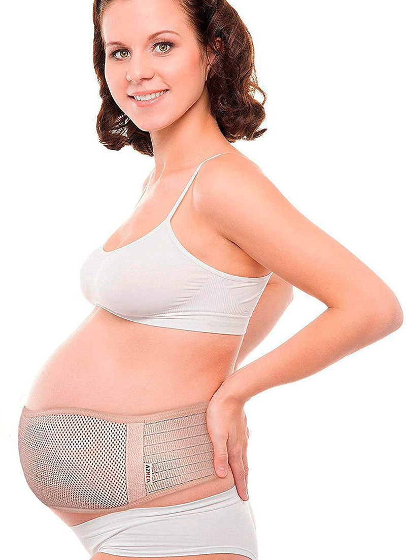 AZMED Maternity Belt, Breathable Pregnancy Back Support, Premium Belly Band, More Than 1.3M Happy Mothers, Lightweight Abdominal Binder, One-Size Beige - NewNest Australia