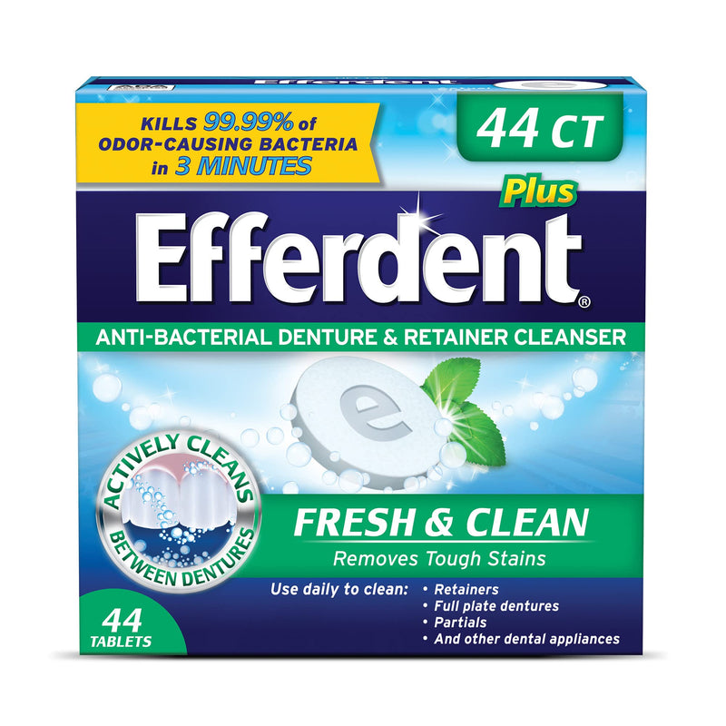 Efferdent Denture Cleanser Tablets, Fresh & Clean, White Minty 44 Count (Pack of 1) 44 Count (Pack of 1) - NewNest Australia