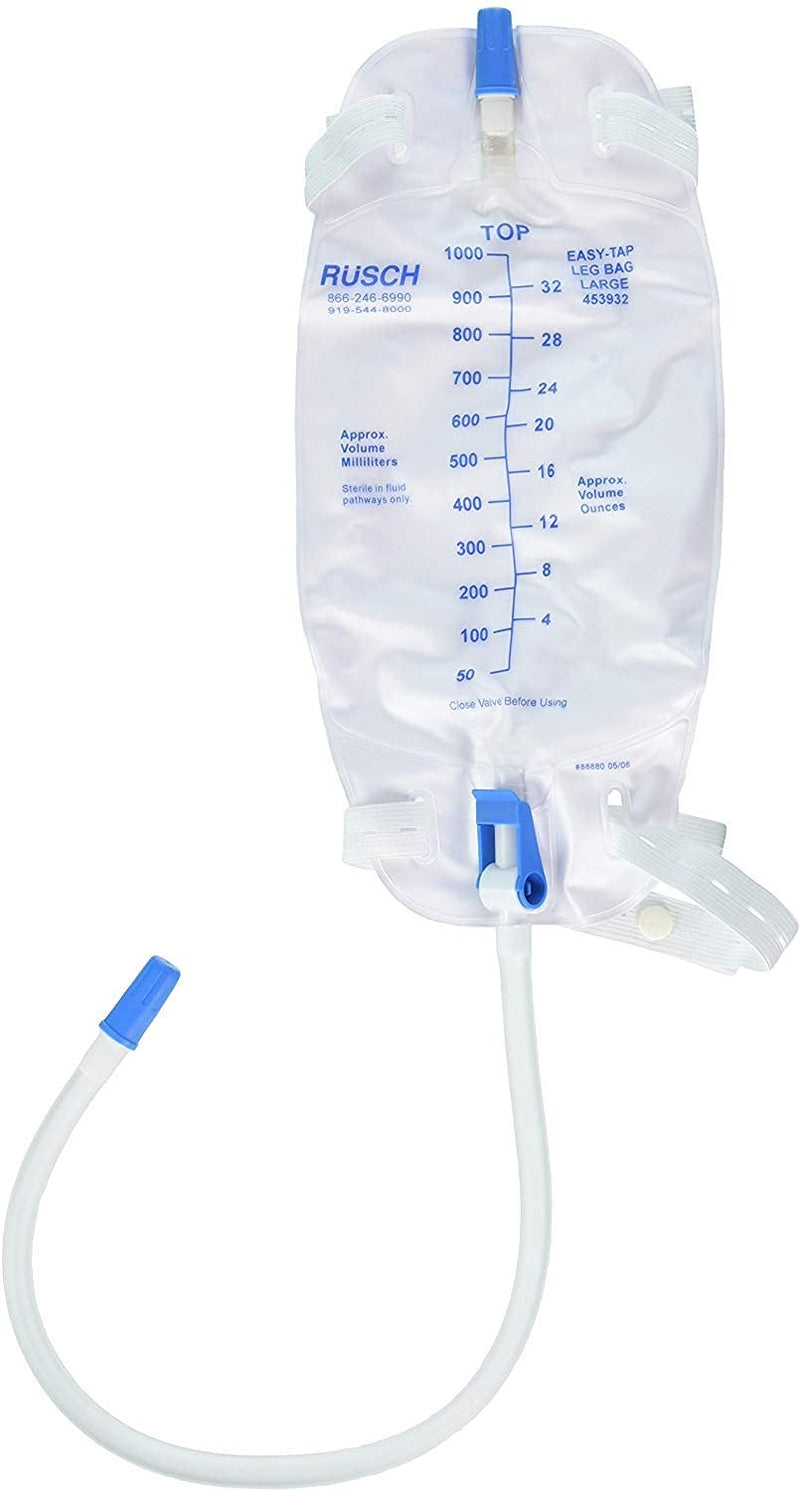 3 Pack -Easy-Tap Leg Bag, Large, 32 Oz, 18” Tubing, Anti-Reflux Valve, Cloth Straps - NewNest Australia