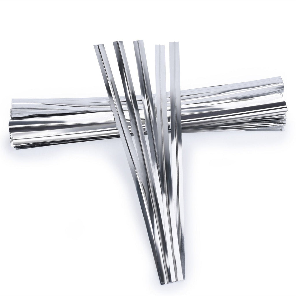 Easytle 5" Metallic Silver Twist Ties/Twist Tie/Candy Ties 100Pcs - NewNest Australia