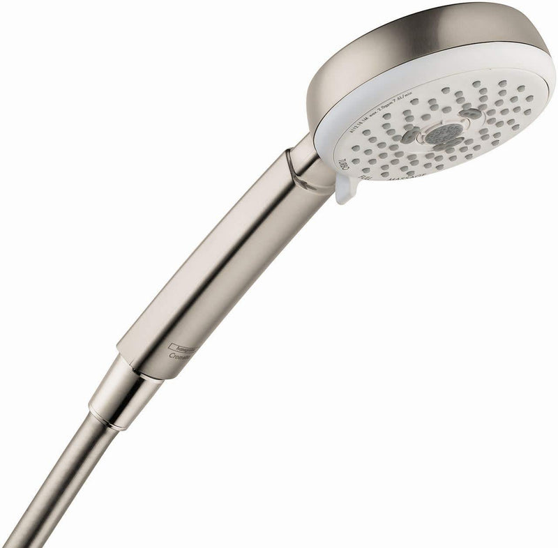 hansgrohe Crometta 100 Easy Install 4-inch Handheld Shower Head Modern 3 Full, Pulsating Massage, Intense Turbo 26826821 Brushed Nickel - NewNest Australia