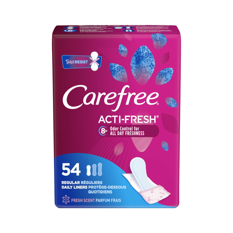 Care Free Acti-Fresh Body Shaped Regular Pantiliners, Fresh Scented, 54 Count (Pack of 1) , Package may vary - NewNest Australia
