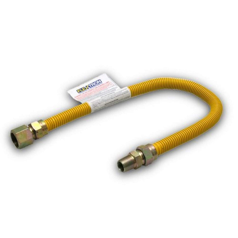 Highcraft GUHD-ZD14-24G Gas Line Hose 3/8'' O.D. x 24'' Length with 1/2 in. FIP x 0.38 in. MIP Fitting, Yellow Coated Stainless Steel Flexible Connector, 24 Inch - NewNest Australia