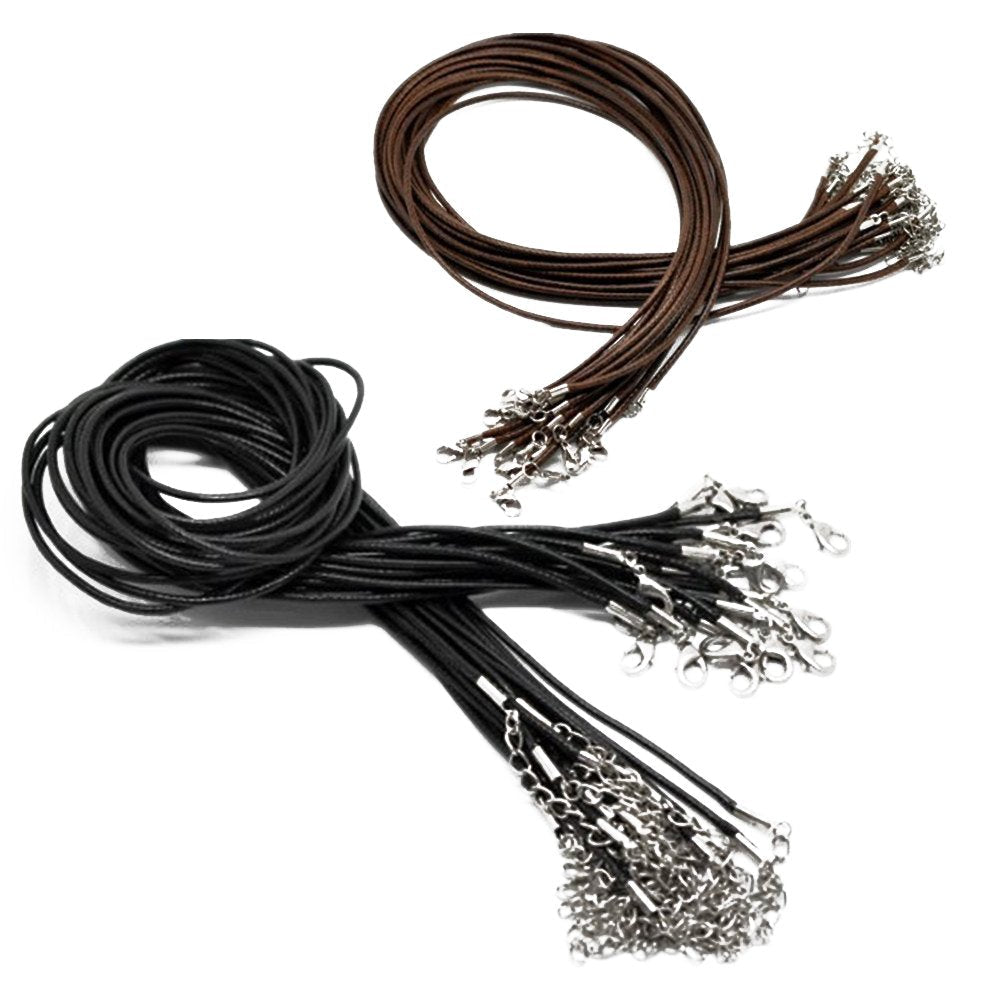 yueton 20pcs Black and Brown DIY Jewelry Making Imitation Leather Necklaces Cord, Leather Strap String with Lobster Clasp - NewNest Australia