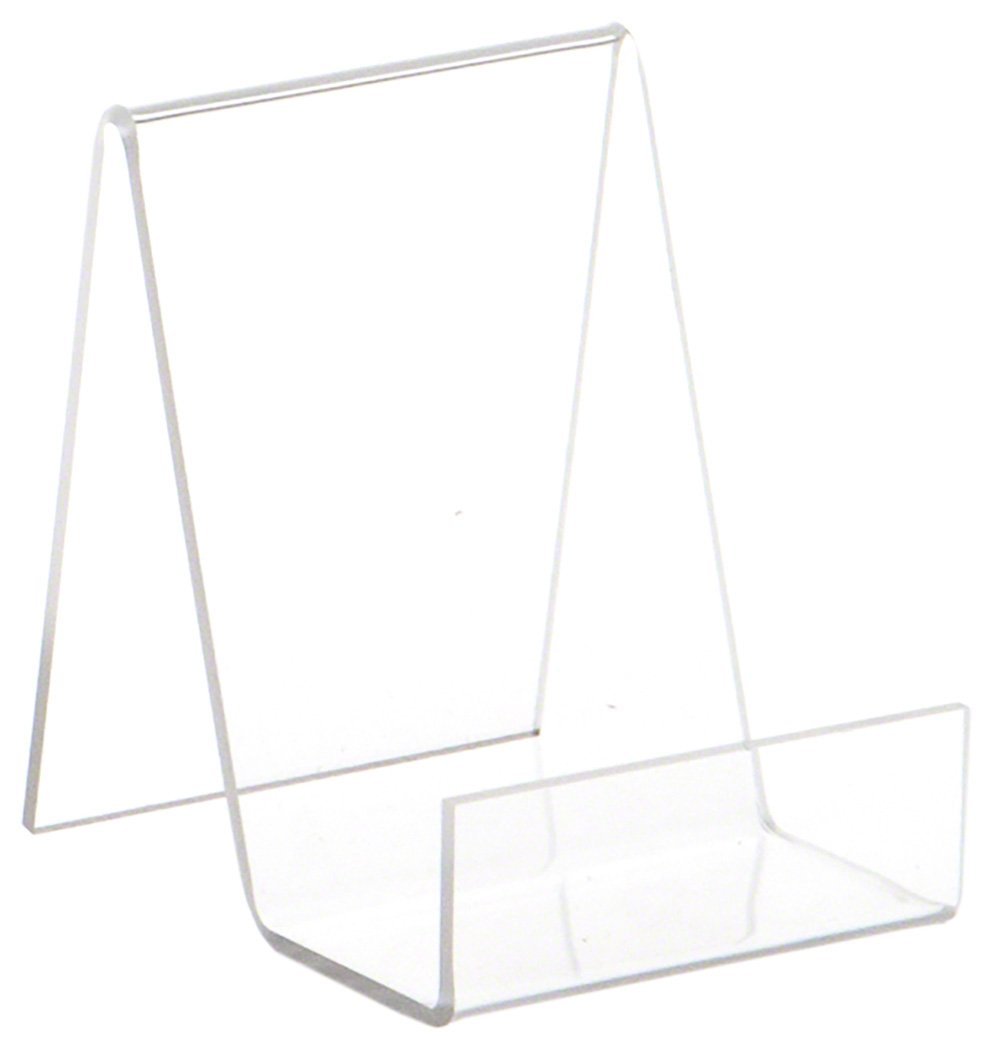 NewNest Australia - Plymor Clear Acrylic Flat Back Display Easel with 1.5" Box Ledge, 4" H x 3" W x 4" D 4" x 3" x 4" 