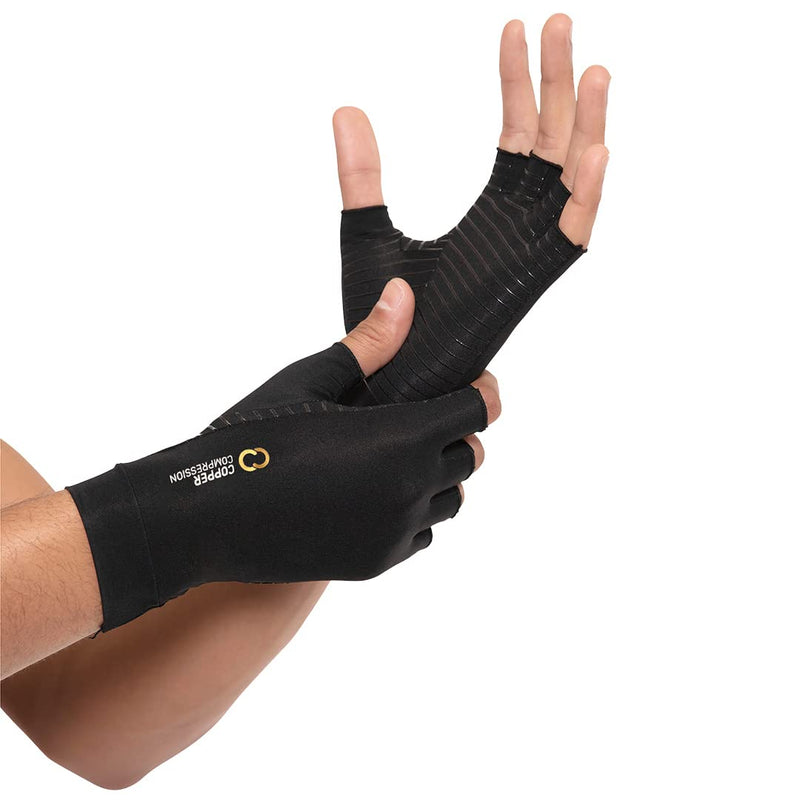 Copper Compression Arthritis Gloves - Best Copper Infused Fingerless Glove for Carpal Tunnel, RSI, Rheumatoid , Tendonitis, Hand Pain, Computer Typing, Support for Hands. Fit for Women & Men - 1 Pair - Small Small (1 Pair) - NewNest Australia