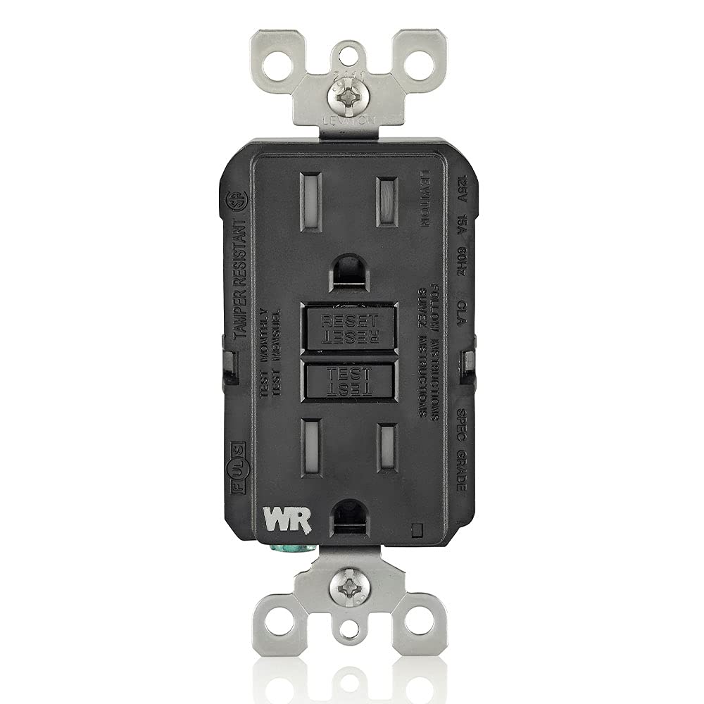 Leviton GFWT1-E Self-Test SmartlockPro Slim GFCI Weather-Resistant and Tamper-Resistant Receptacle with LED Indicator, 15 Amp, Black - NewNest Australia