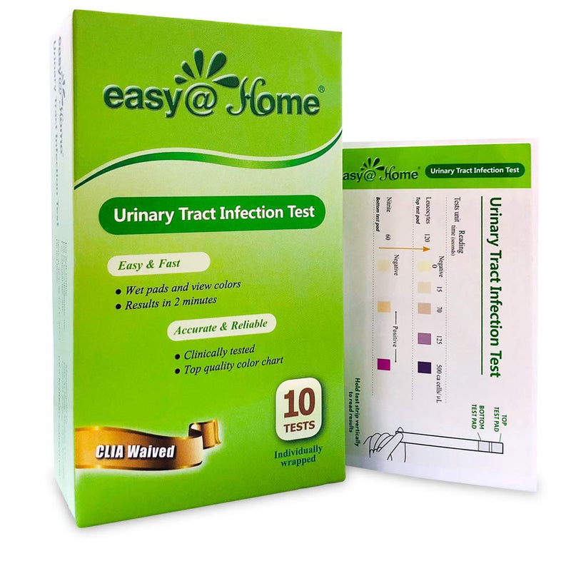 Easy@Home 10 Individual Pouch Urinary Tract Infection FSA Eligible Test Strips, UTI Urine Testing Kit for Urinalysis and Detection of Leukocytes and Nitrites-FDA Cleared for OTC use (UTI-10P) 10 Count (Pack of 1) - NewNest Australia