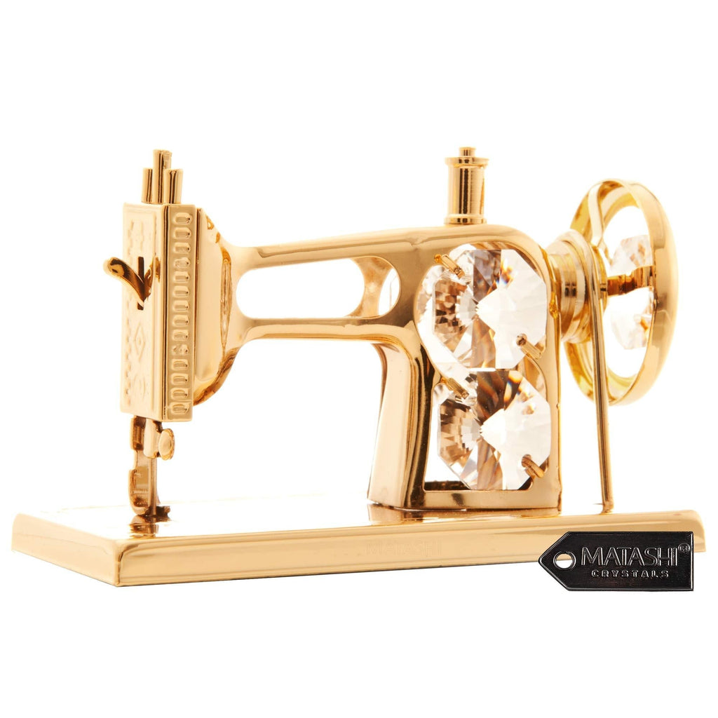 NewNest Australia - Matashi 24K Gold Plated Crystal Studded Sewing Machine Ornament 