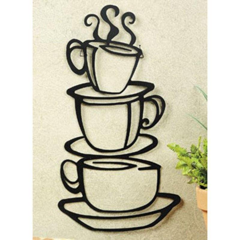 NewNest Australia - Super Z Outlet Black Coffee Cup Silhouette Metal Wall Art for Home Decoration, Java Shops, Restaurants, Gifts 