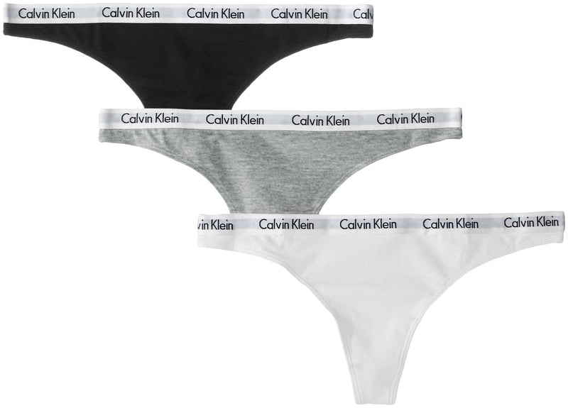 Calvin Klein Women's Carousel Logo Cotton Thong Panty 3 Black/White/Grey Heather Small - NewNest Australia