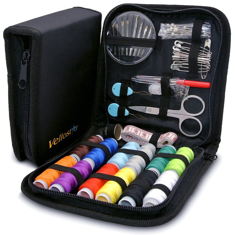 VelloStar Mini Travel Sewing KIT for Adults – Easy to Use Needle and Thread Kit at Home & On The go, Basic Emergency Sewing Kit with Multiple Color Threads & Needles, Beginner Small Sewing Kit Black Pack of 1 - NewNest Australia
