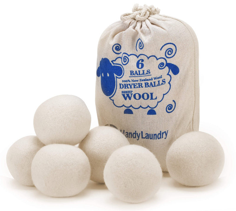 Wool Dryer Balls - Natural Fabric Softener, Reusable, Reduces Clothing Wrinkles and Saves Drying Time. The Large Dryer Ball is a Better Alternative to Plastic Balls and Liquid Softener. (Pack of 6) - NewNest Australia