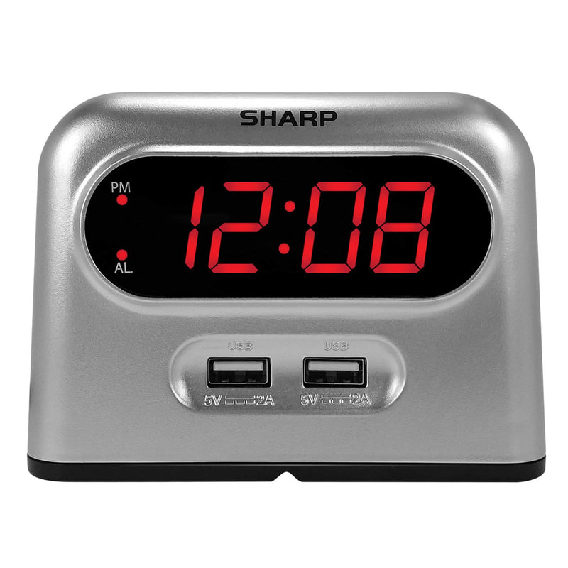 NewNest Australia - Sharp Digital Alarm Clock with 2 Ultra Fast Charging USB Quick Charge Ports - Twice as Fast as Conventional USB Chargers - Battery Back-up - Easy to Use 