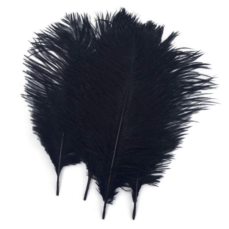 Shekyeon Black 10-12inch 25-30cm Ostrich Feather Home Decoration DIY Craft Pack of 10 - NewNest Australia