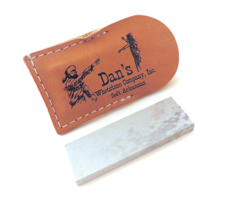 Genuine Arkansas Soft (Medium) Pocket Knife Sharpening Stone Whetstone 3" x 1" x 1/4" in Leather Pouch MAP-13A-L - NewNest Australia