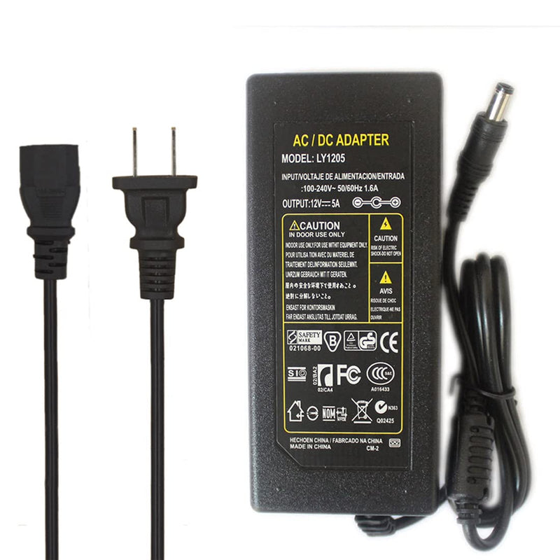 JOYLIT AC 100-240V to DC 12V 5A Switching Power Supply Adapter DC 2.1mm X 5.5mm Plug 12V 5A Power Supply for LED Strip Flexible Lights - NewNest Australia
