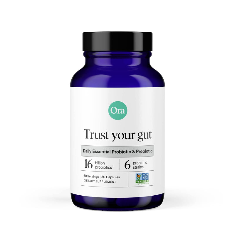 Ora Organic Probiotics with Prebiotics - Vegan Prebiotic and Probiotic for Digestive Health | Dairy-Free, Gluten-Free, for Sensitive Stomachs - 60 Easy to Swallow Capsules 1 Pack - NewNest Australia