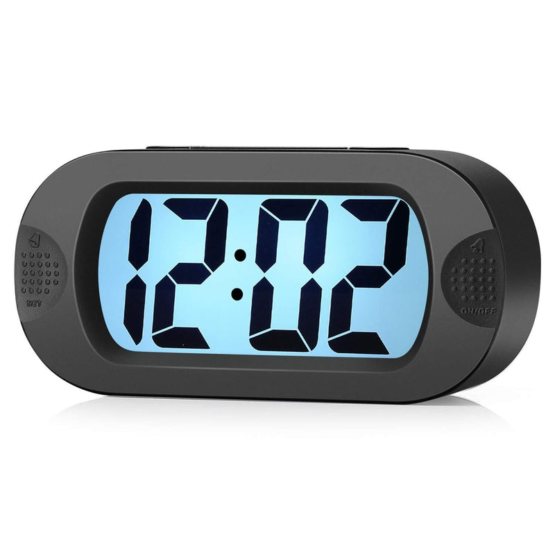 NewNest Australia - Kids Alarm Clock - Plumeet Large Digital LCD Travel Alarm Clocks with Snooze and Night Light - Ascending Sound and Handheld Sized - Best Gift for Kids (Black) Black 