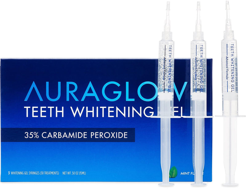 AuraGlow Teeth Whitening Gel Syringe Refill Pack, 35% Carbamide Peroxide, (3) 5ml Syringes - NewNest Australia