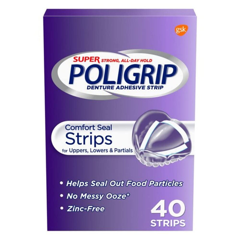 Super Poligrip Strips Size 40 Ct Poligrip Strong All Day Comfort Seal Denture Adhesive Strips - NewNest Australia