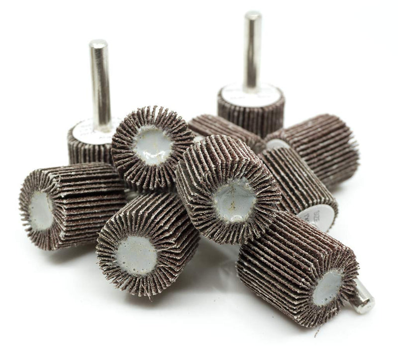 Benchmark Abrasives 1" x 1" x 1/4" Shank Mounted High-Quality Resin Bond Aluminum Oxide Flap Wheels 40 Grit - 10 Pack - NewNest Australia