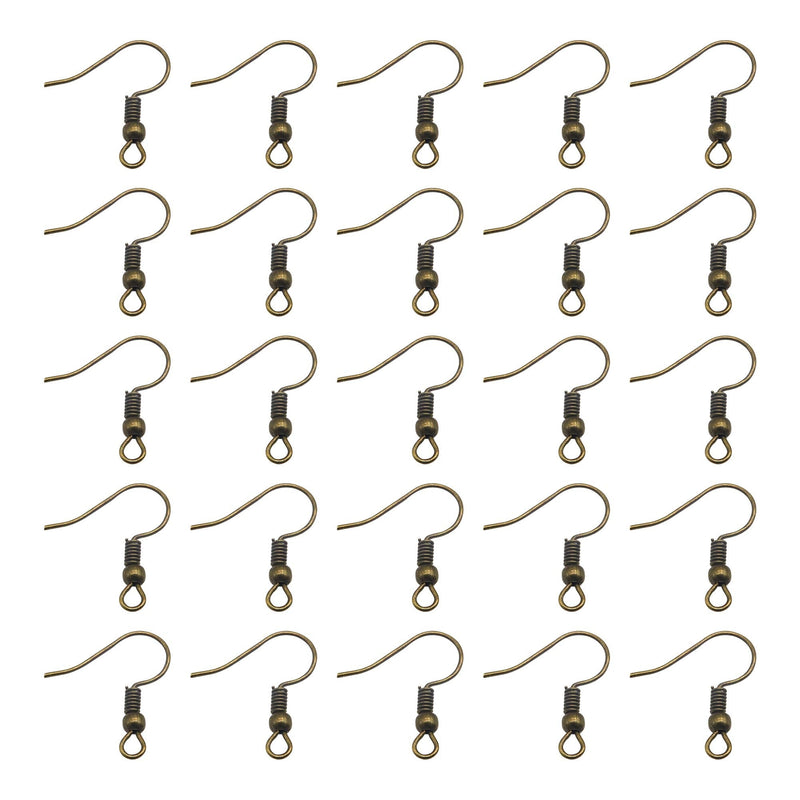 TOAOB 100pcs Earring Hooks Hypo Allergenic French Ear Wires with Ball and Coil 18mm Antique Bronze Fish Hook Earrings Making Supplies Jewelry Findings - NewNest Australia