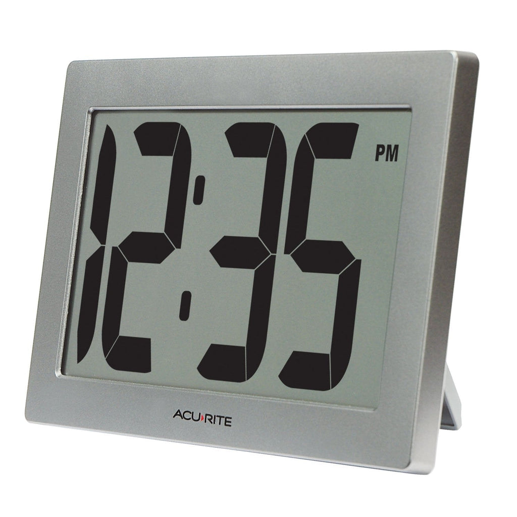 NewNest Australia - AcuRite 75102RM 9.5" Large Digital Clock with Intelli-Time Technology,Siliver,6-inch height x 9.5-inch width x 1.8-inch depth 