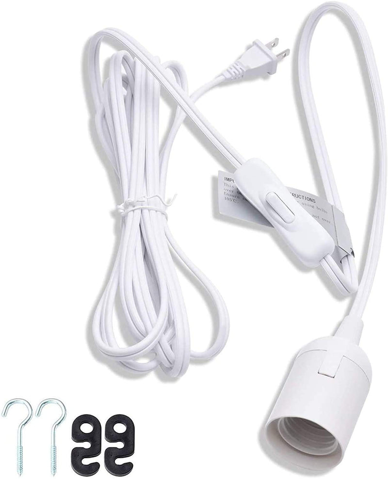 JACKYLED Extension Hanging Lantern Cord Cable UL 12Ft E26 E27 Socket On/Off Switch Plug in Pendant Lighting for Kitchen Bedroom Plant Growth Light - NewNest Australia