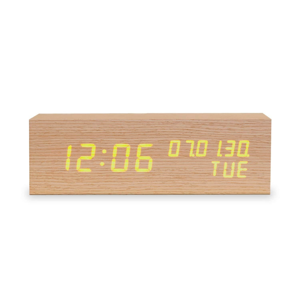 NewNest Australia - Mooas Real Wooden LED Alarm Clock, LED Desk Clock, Desk Clock, Office Clock (Rectangle) Rectangle 