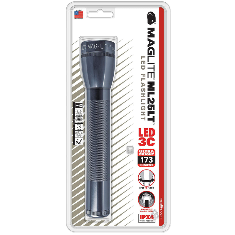 Maglite ML25LT LED 3-Cell C Flashlight, Gray 3-C Cell - NewNest Australia