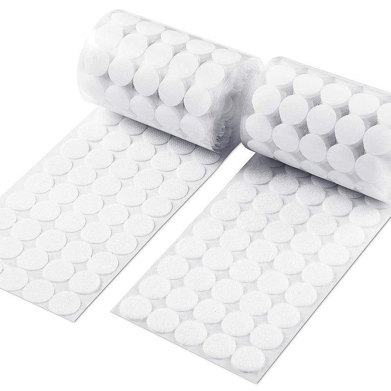 Vkey (500 Pair Sets) 3/4inch 20mm Diameter Sticky Back Coins Hook & Loop Self Adhesive Dots Tapes (White) White - NewNest Australia
