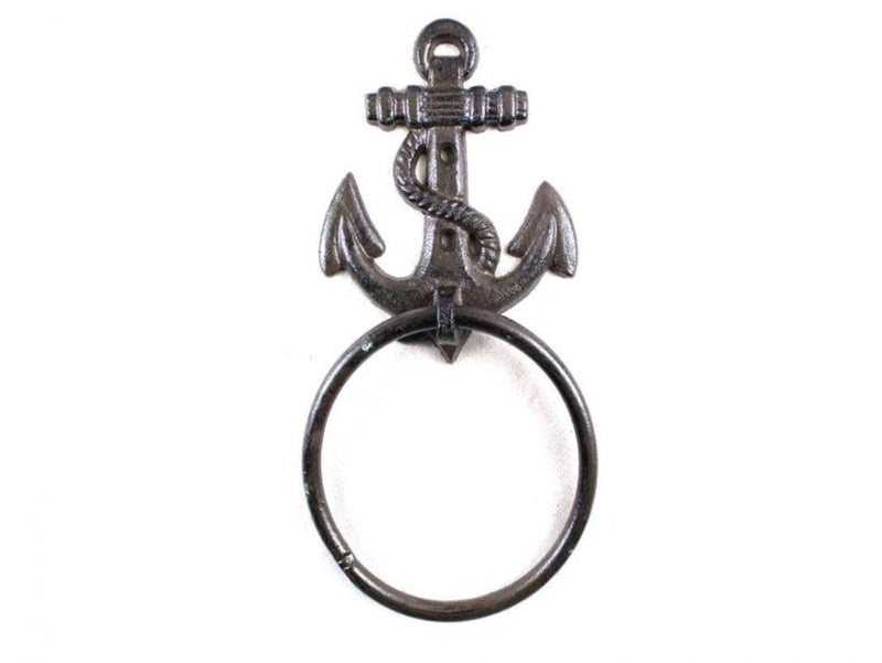 NewNest Australia - Cast Iron Anchor Towel Holder 8.5 Inch - Anchor Decoration - Metal Wall Art Cast Iron 