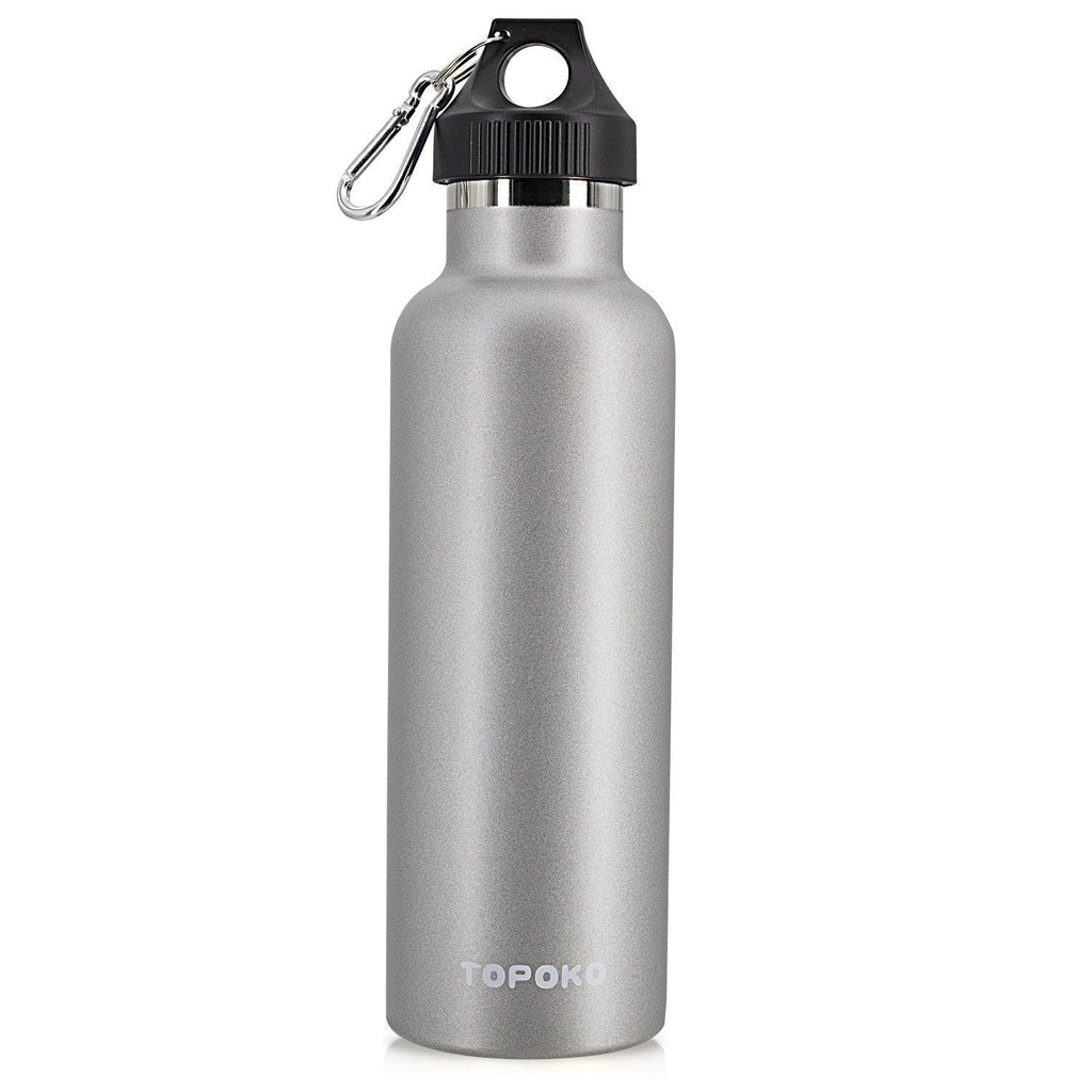 NewNest Australia - TOPOKO Colored Non-Rusty Stainless Steel Vacuum Water Bottle Double Wall Insulated Thermos, Sports Hike Travel, Leak Proof, BPA Free, 25 oz, Grey 