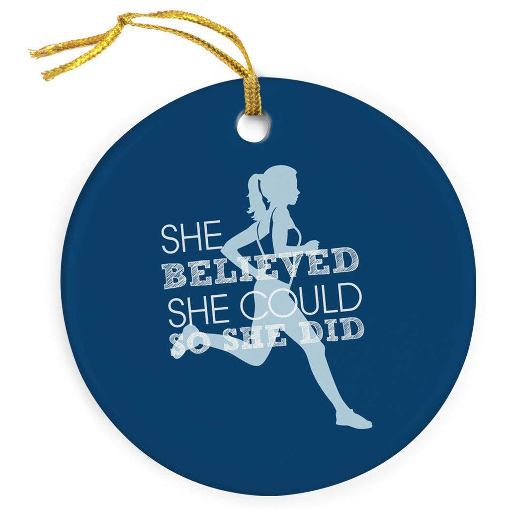 NewNest Australia - Gone For a Run She Believed She Could Ornament | Running Porcelain Ornaments | Blue 