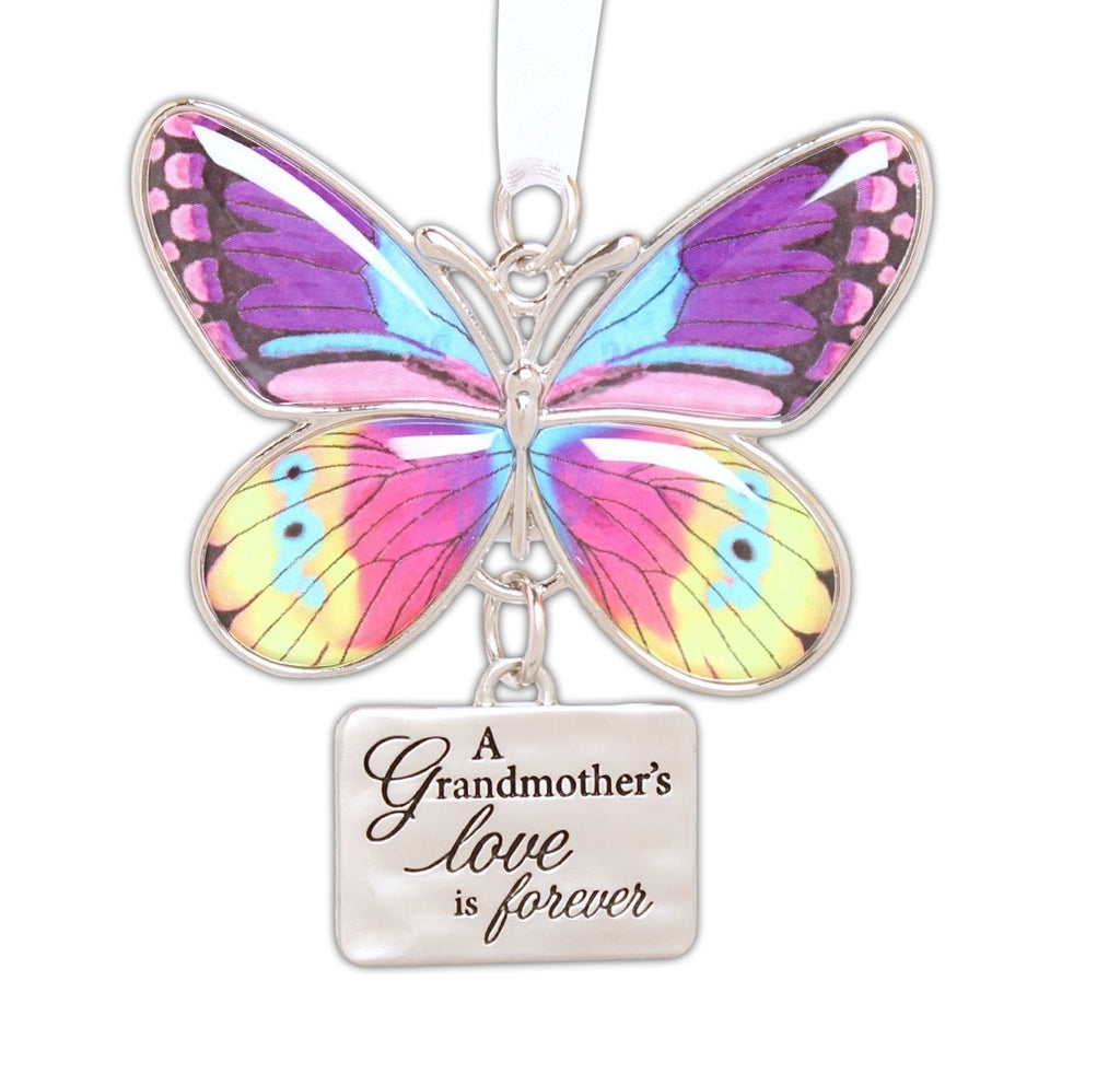 NewNest Australia - Ganz 2" Beautiful Zinc Butterfly Ornament with Sentiment Featuring White Organza Ribbon for Hanging (Grandmother) 