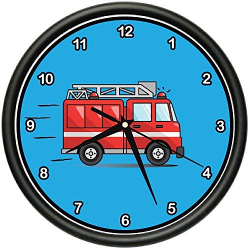 NewNest Australia - FIRE Truck Wall Clock Kids Boys Room Fireman Firefighter Theme Gift 