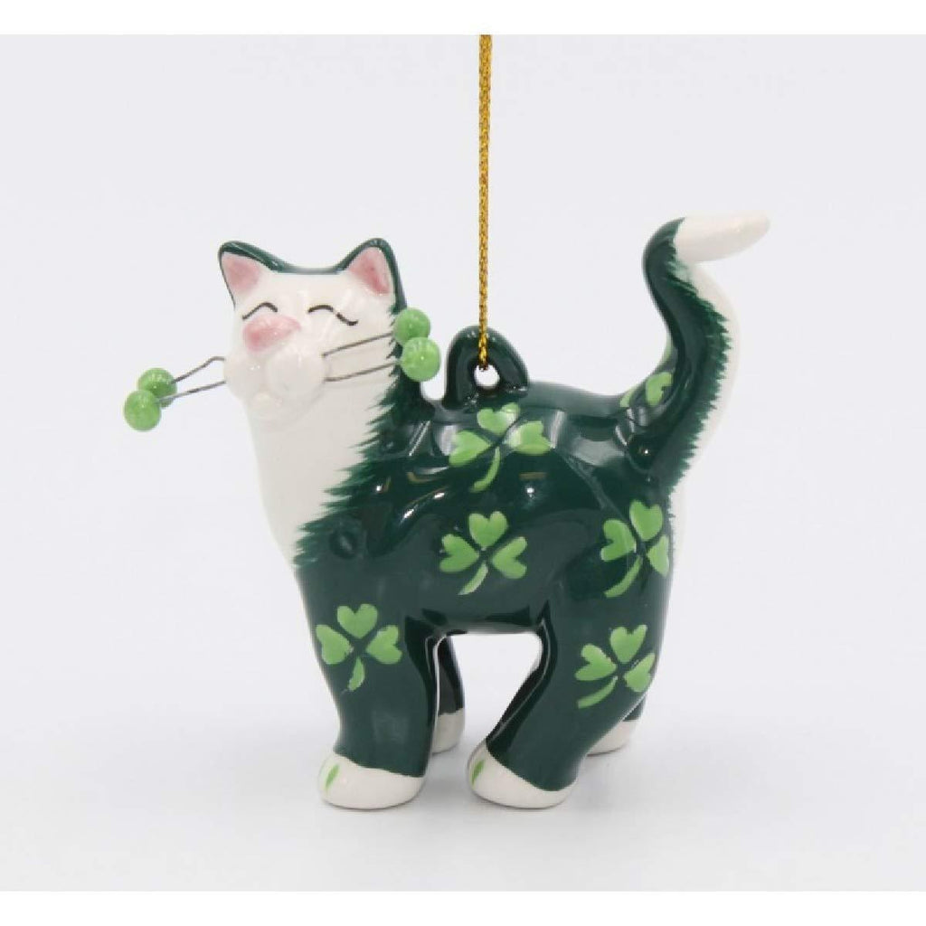 NewNest Australia - Cosmos Gifts 56554 Cat with Shamrock Ornament, Green 