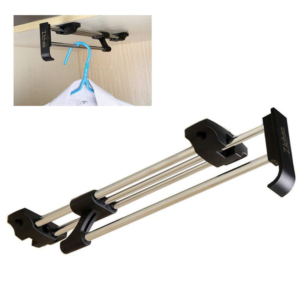 NewNest Australia - ZJchao Heavy Duty Retractable Closet Pull Out Rod Wardrobe Clothes Hanger Rail Towel Ideal for Closet Organizer Polished Chrome (30cm/ 11.8 Inches) 30cm/ 11.8 Inches 