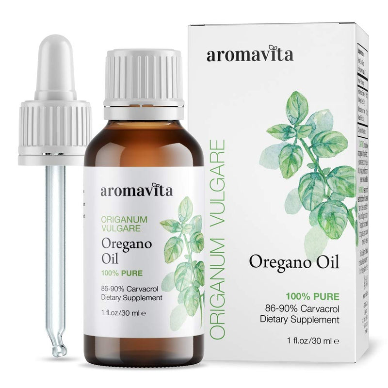 Aromavita Essential Oil of Oregano - 100% Pure Undiluted, Non GMO, Extra Strength Organic Greek Oregano Oil - Over 86% Carvacrol Oregano Extract Liquid Nutritional Supplement (1 FL.OZ/30ML) 1 Fl Oz (Pack of 1) - NewNest Australia