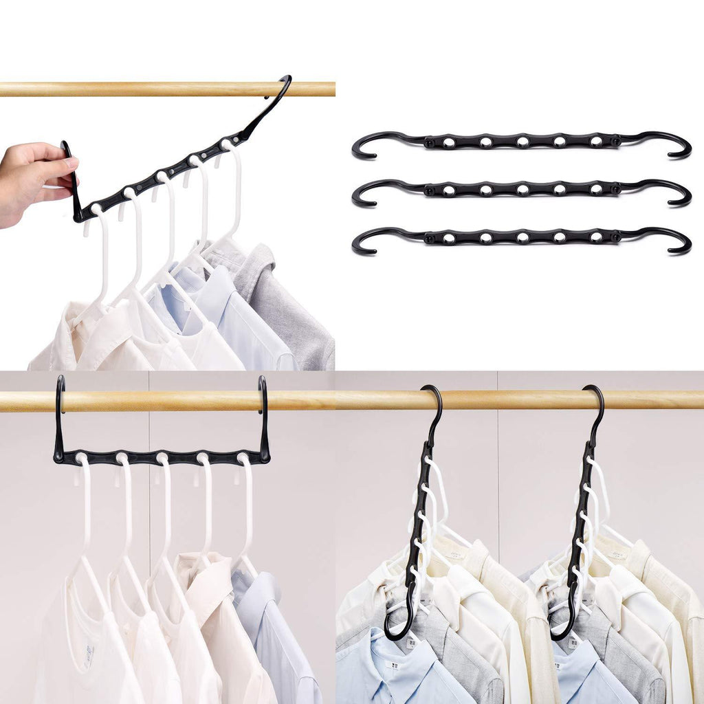 NewNest Australia - HOUSE DAY Black Magic Hangers Space Saving Clothes Hangers Organizer Smart Closet Space Saver Pack of 10 with Sturdy Plastic for Heavy Clothes 10 Pack 