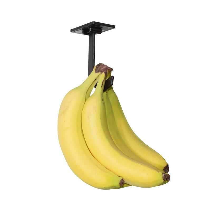 NewNest Australia - Banana Hanger – Under Cabinet Hook for Bananas or Other Lightweight Kitchen Items. Hook Folds-up When Not in Use. Self-adhesive and Pre-drilled Holes (Screws Provided!) Keep Bananas Fresh.(Black) Black 