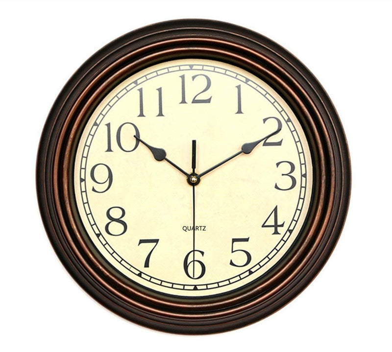 NewNest Australia - Foxtop 12 inch Silent Non-Ticking Round Classic Clock Retro Quartz Decorative Battery Operated Wall Clock for Living Room Kitchen Home Office (Bronze) Bronze 