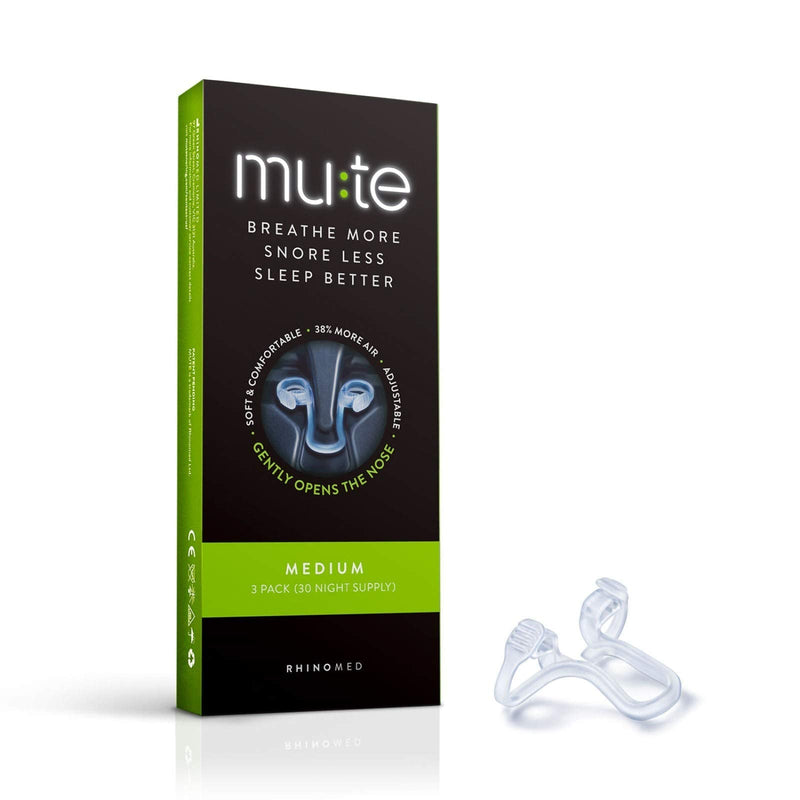 Rhinomed Limited Mute Nasal Dilator for Snore Reduction, Size Medium | Anti-Snoring Aid Solution | Improves Airflow | Comfortable Nose Vent, Transparent (EN-MUTE10MED-XX) - NewNest Australia