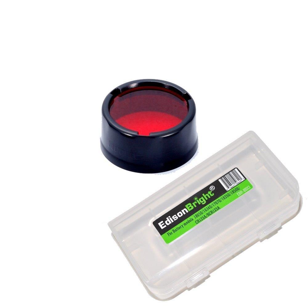 Nitecore Red filter NFR25 with EdisonBright Battery Case for (25.4mm) P12, P10, SRT3, SRT5, EA1, EA2, EC1, EC2, MT21A, MT2C, MH1A, MH2A, MH1C, MH2C - NewNest Australia