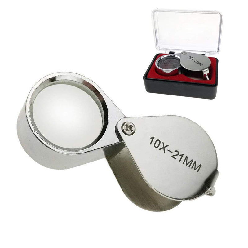 Aiernuo Loupes 10x Glass Jeweler Loupe Loop Eye Magnifier Magnifying Magnifier Metal Body Silver (10x21mm) - NewNest Australia